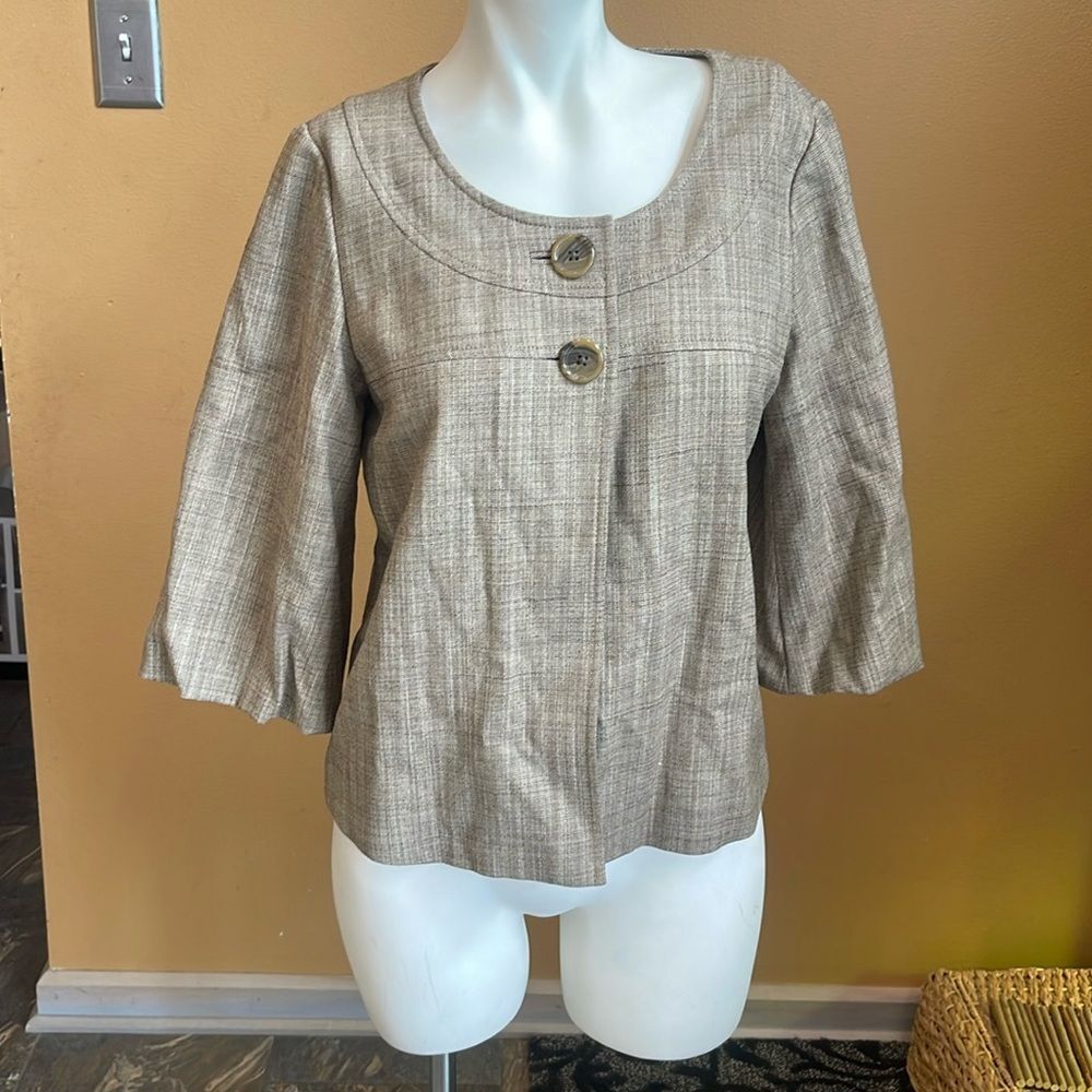 Vintage Y2K Banana Republic Wool Blazer 4 Brown Two Button Puff Sleeve Lined